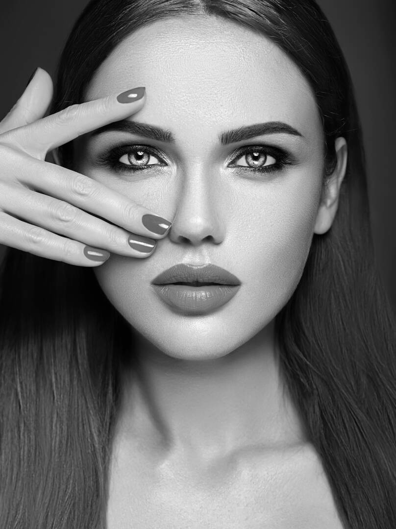 sensual glamour portrait of beautiful  woman model lady with fresh daily makeup with pink lips color and clean healthy skin face